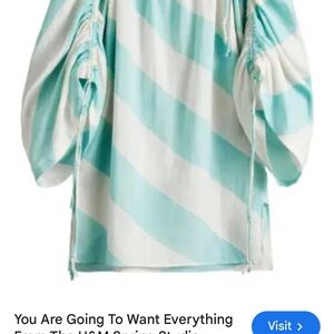 H&M Studio SS2020 Aqua and Cream blouse, size XS , runs bigger.